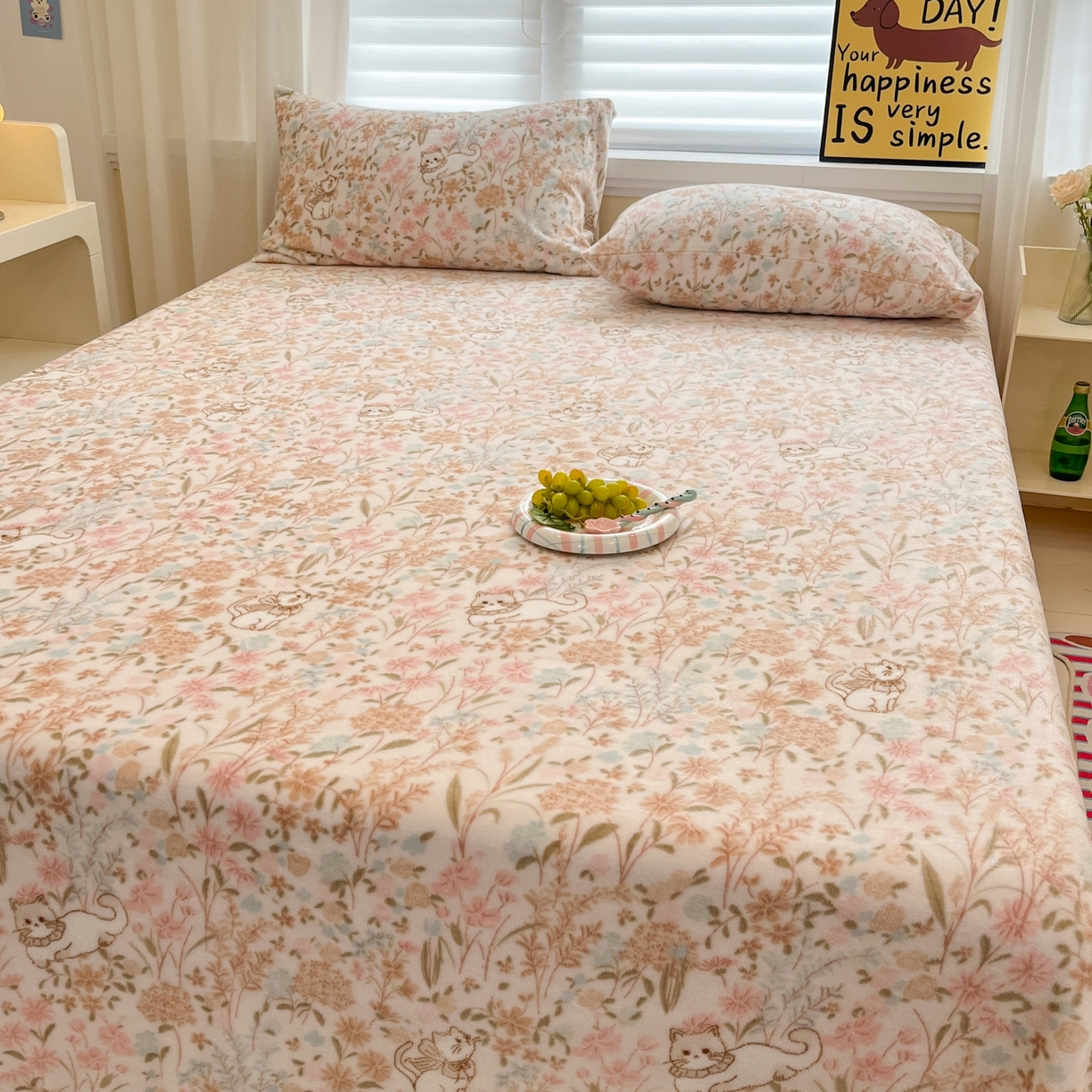 91家纺网 家纺一手货源 找家纺 小桃姐家纺 2025新款高克重牛奶绒印花床单单品床单床单单件 花海