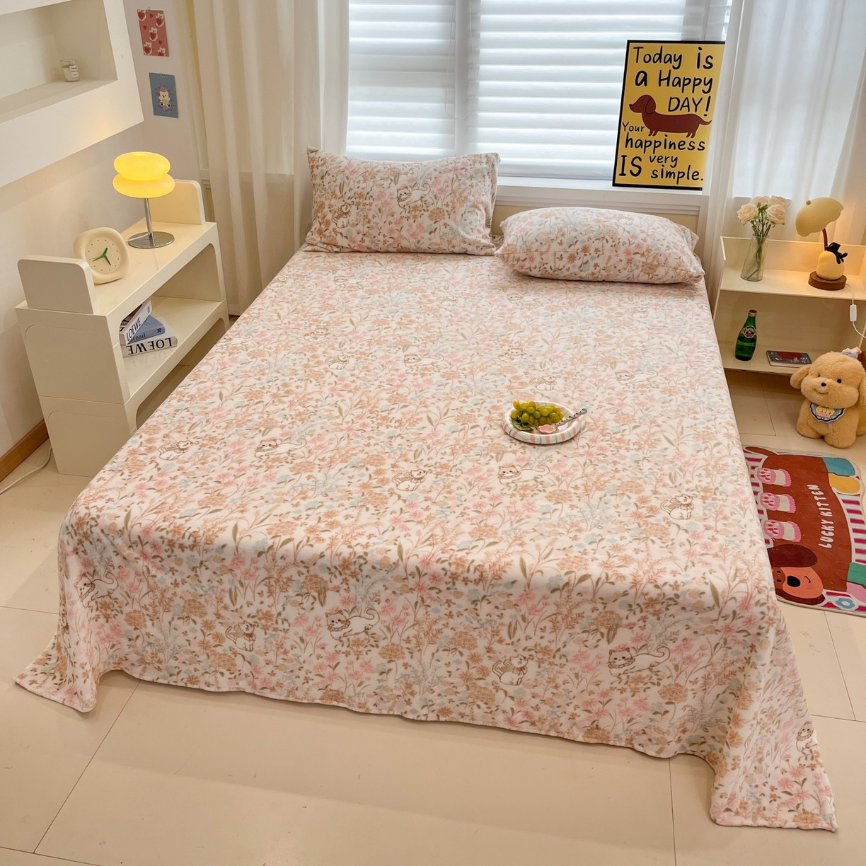 91家纺网 家纺一手货源 找家纺 小桃姐家纺 2025新款高克重牛奶绒印花床单单品床单床单单件 花海