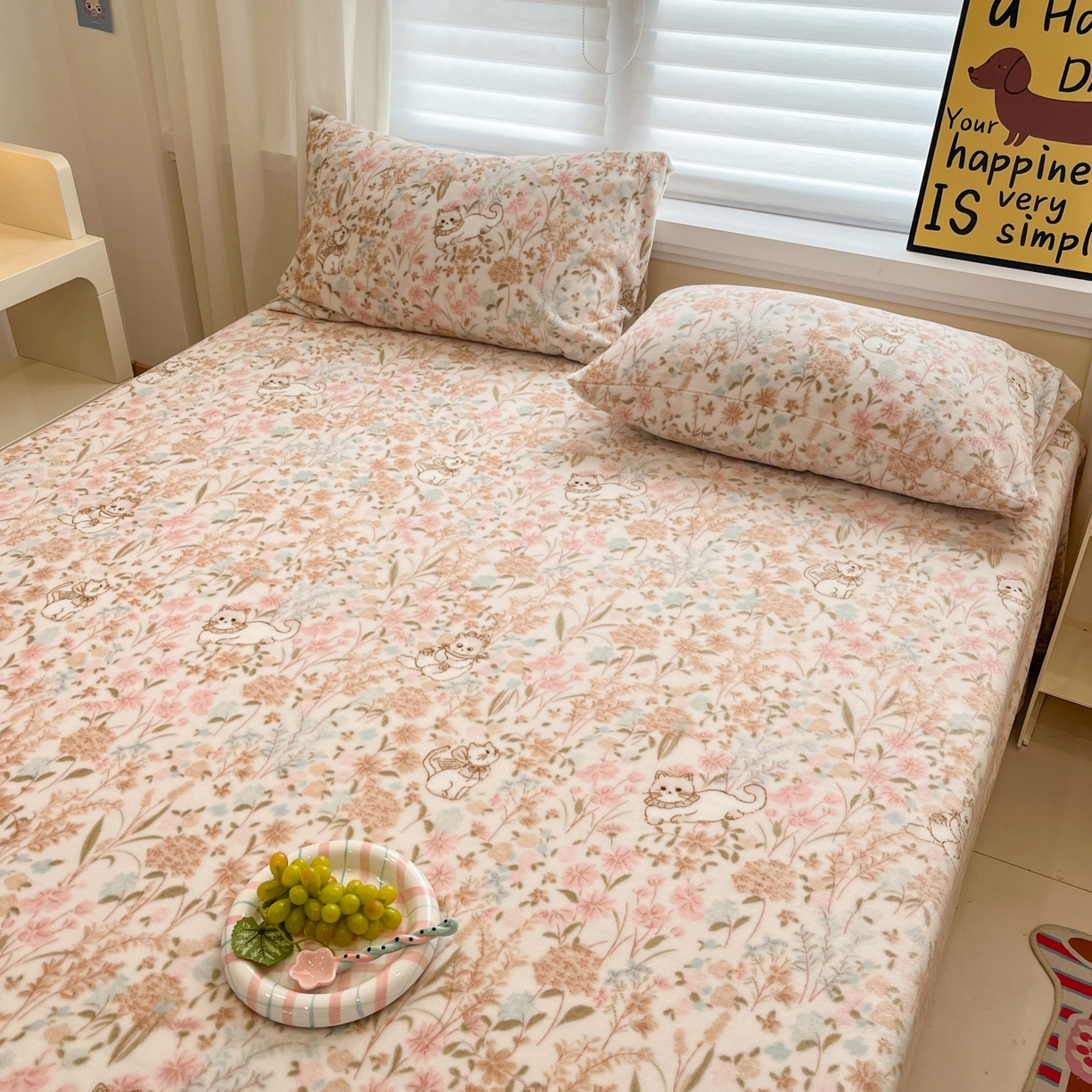 91家纺网 家纺一手货源 找家纺 小桃姐家纺 2025新款高克重牛奶绒印花床单单品床单床单单件 花海