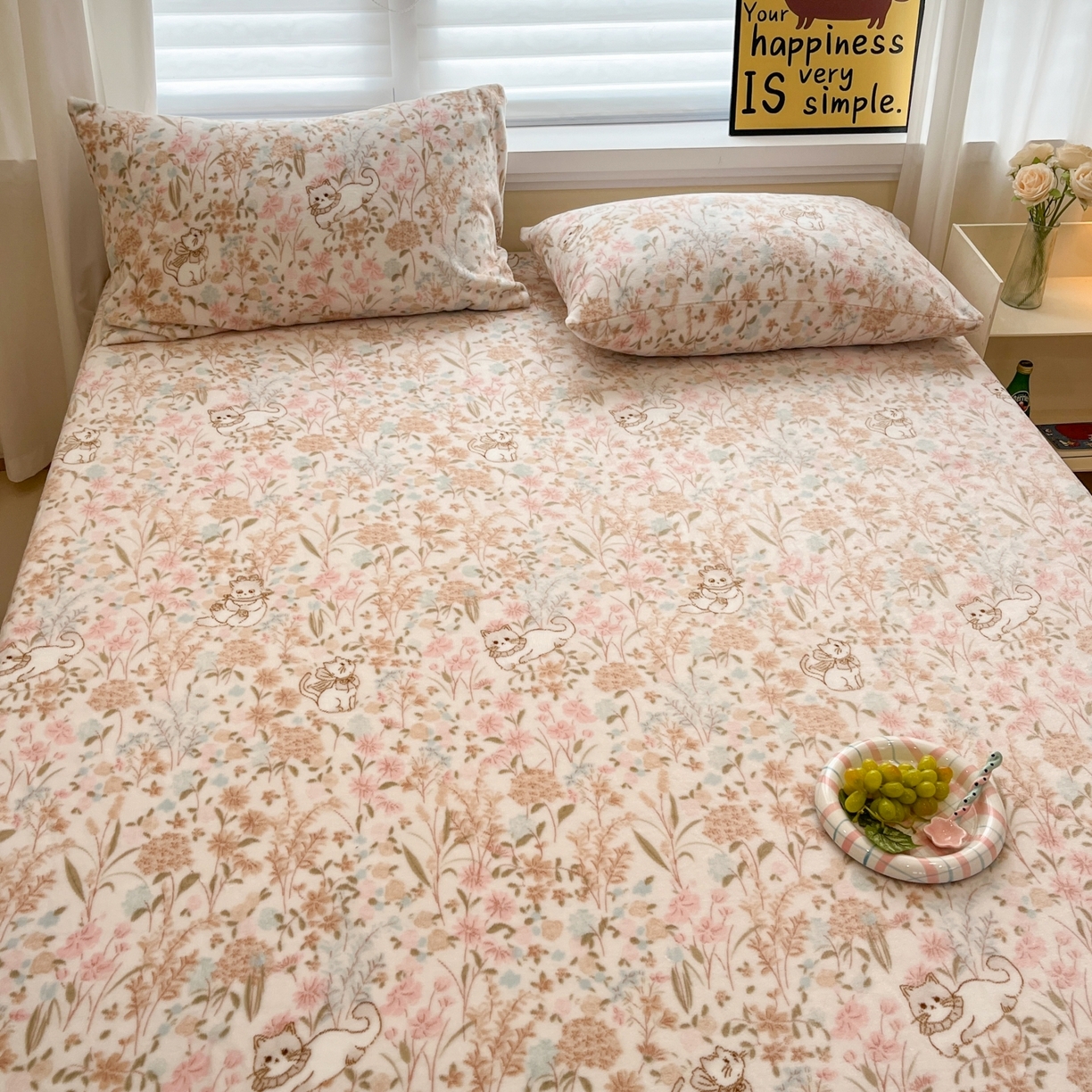 91家纺网 家纺一手货源 找家纺 小桃姐家纺 2025新款高克重牛奶绒印花床单单品床单床单单件 花海