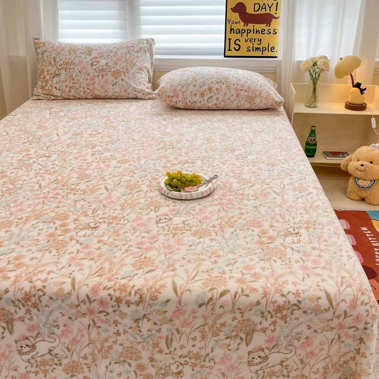 91家纺网 家纺一手货源 找家纺 小桃姐家纺 2025新款高克重牛奶绒印花床单单品床单床单单件 花海