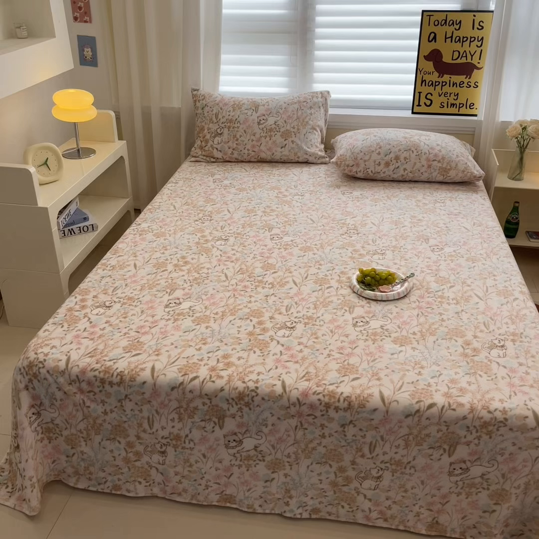 91家纺网 家纺一手货源 找家纺 小桃姐家纺 2025新款高克重牛奶绒印花床单单品床单床单单件 花海