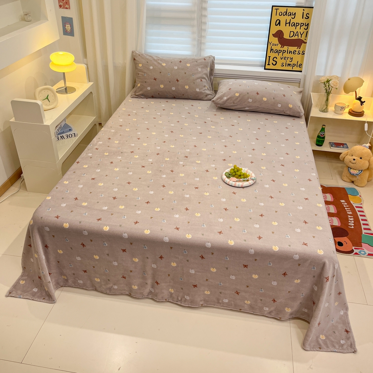 91家纺网 家纺一手货源 找家纺 小桃姐家纺 2025新款高克重牛奶绒印花床单单品床单床单单件 南瓜派