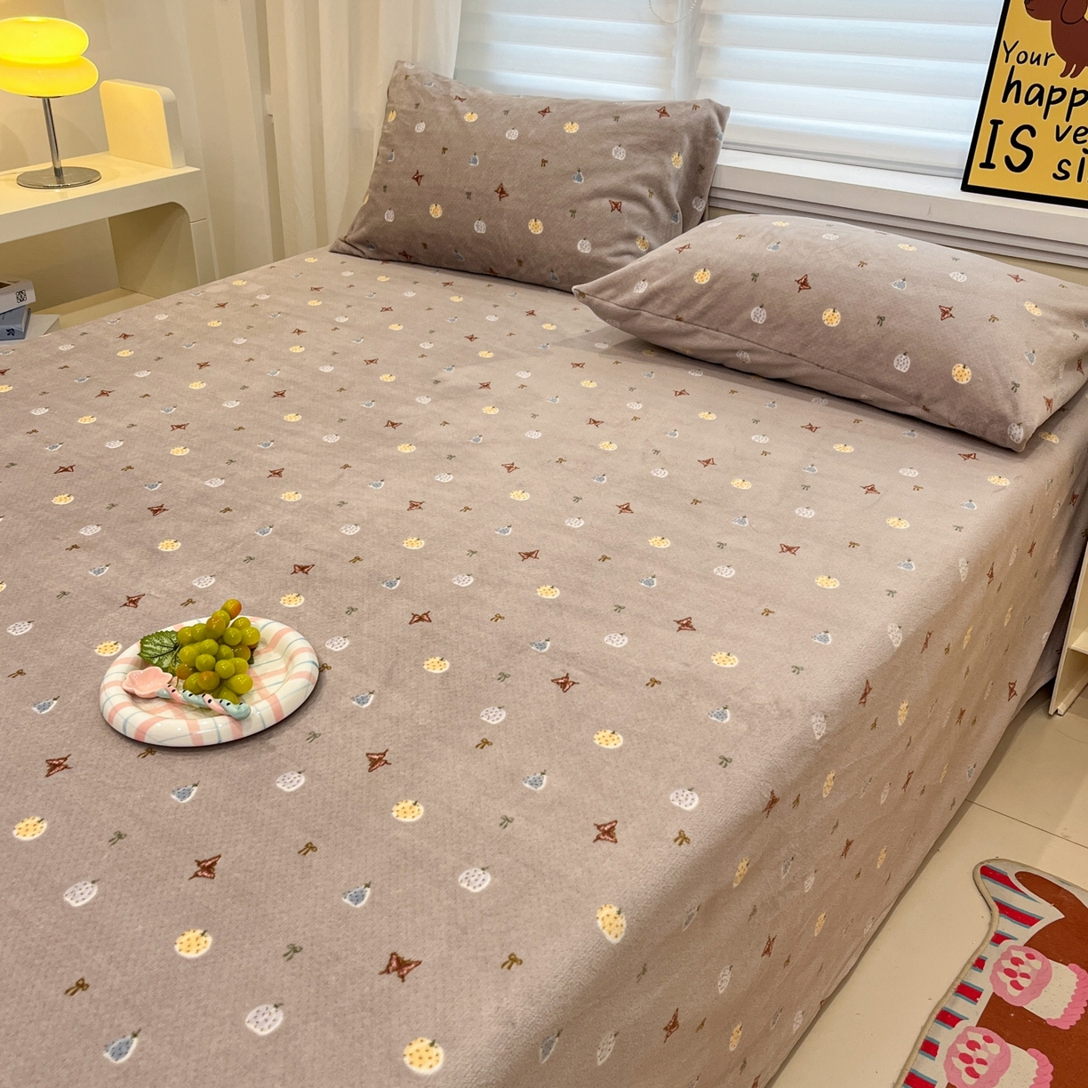 91家纺网 家纺一手货源 找家纺 小桃姐家纺 2025新款高克重牛奶绒印花床单单品床单床单单件 南瓜派