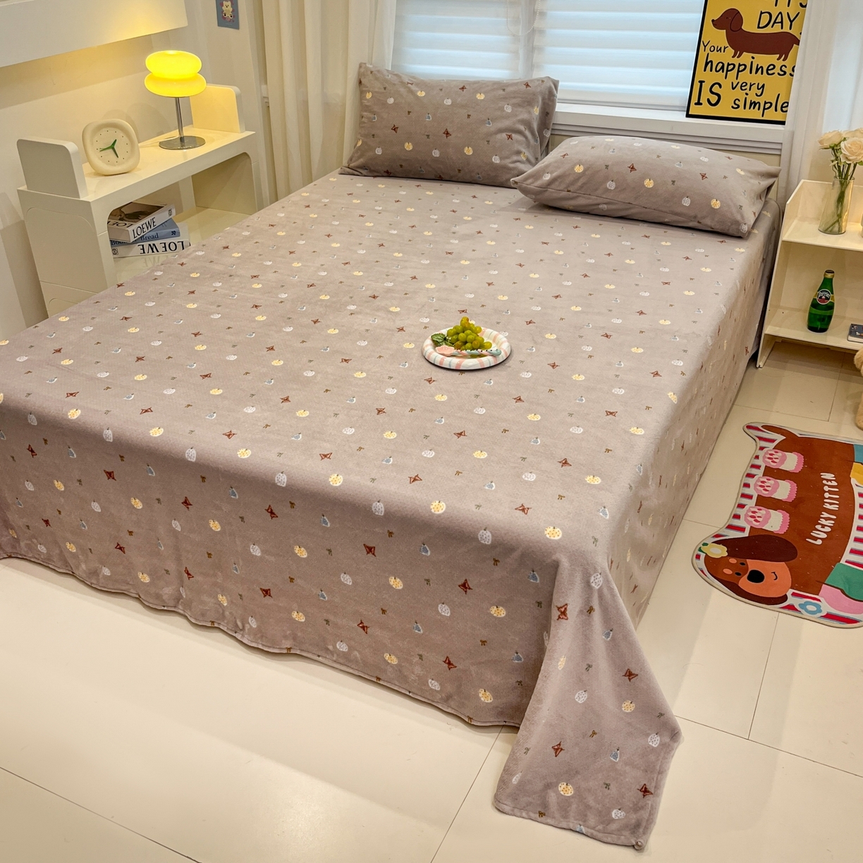 91家纺网 家纺一手货源 找家纺 小桃姐家纺 2025新款高克重牛奶绒印花床单单品床单床单单件 南瓜派