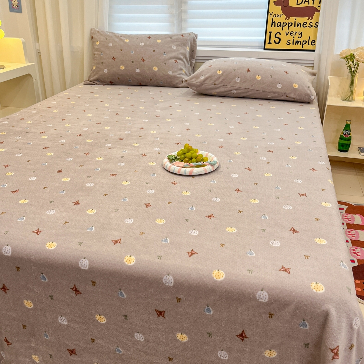 91家纺网 家纺一手货源 找家纺 小桃姐家纺 2025新款高克重牛奶绒印花床单单品床单床单单件 南瓜派