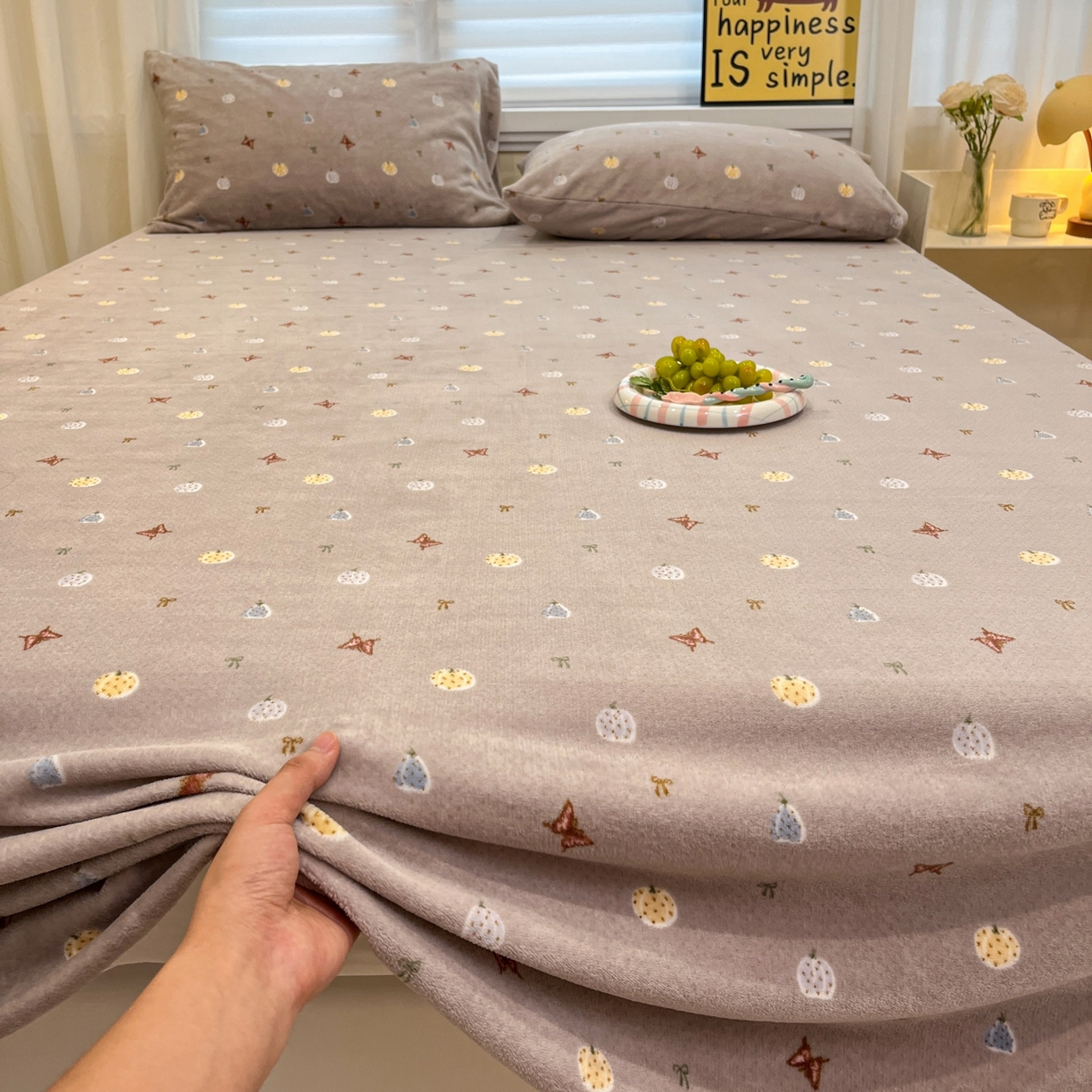 91家纺网 家纺一手货源 找家纺 小桃姐家纺 2025新款高克重牛奶绒印花床单单品床单床单单件 南瓜派