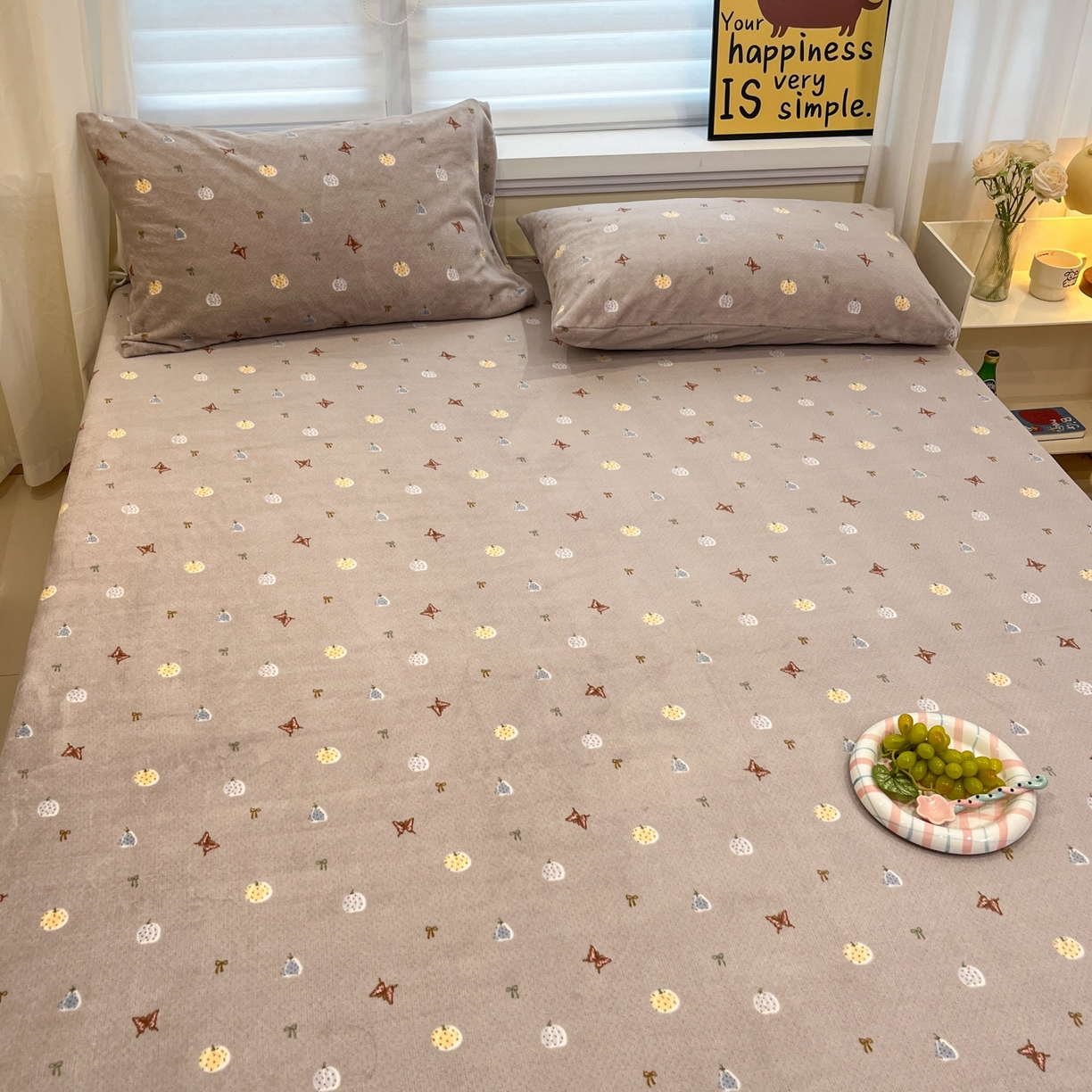 91家纺网 家纺一手货源 找家纺 小桃姐家纺 2025新款高克重牛奶绒印花床单单品床单床单单件 南瓜派