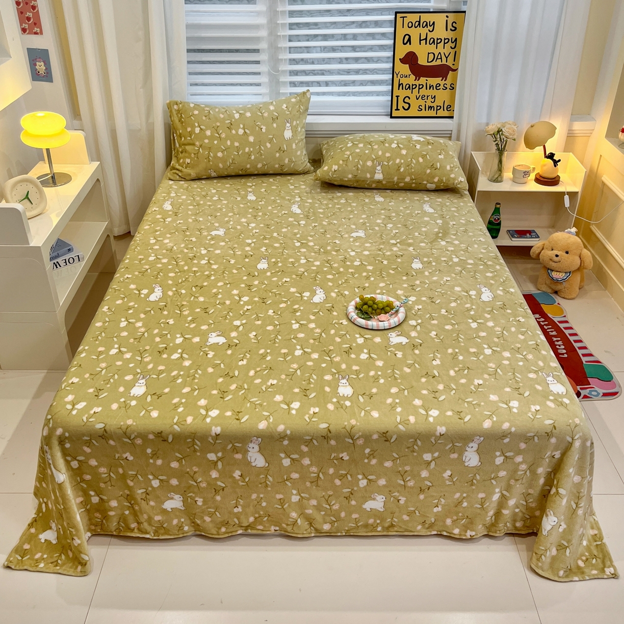 小桃姐家纺 2025新款高克重牛奶绒印花床单单品床单床单单件 田野免