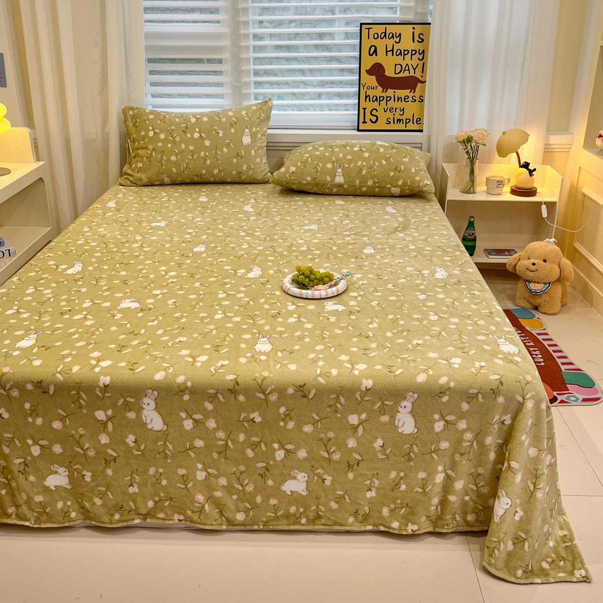 91家纺网 家纺一手货源 找家纺 小桃姐家纺 2025新款高克重牛奶绒印花床单单品床单床单单件 田野免