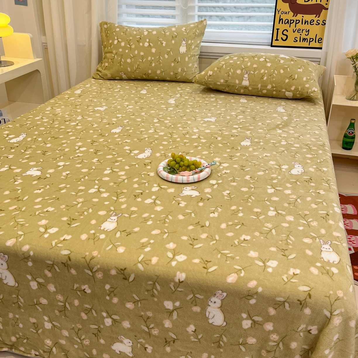 91家纺网 家纺一手货源 找家纺 小桃姐家纺 2025新款高克重牛奶绒印花床单单品床单床单单件 田野免