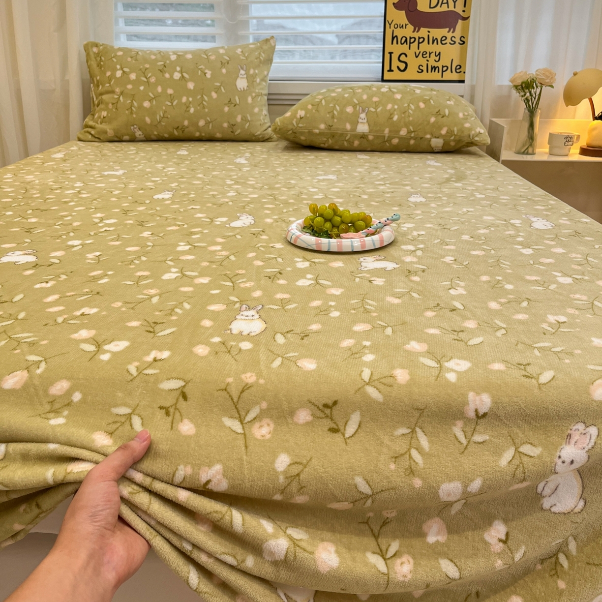 91家纺网 家纺一手货源 找家纺 小桃姐家纺 2025新款高克重牛奶绒印花床单单品床单床单单件 田野免