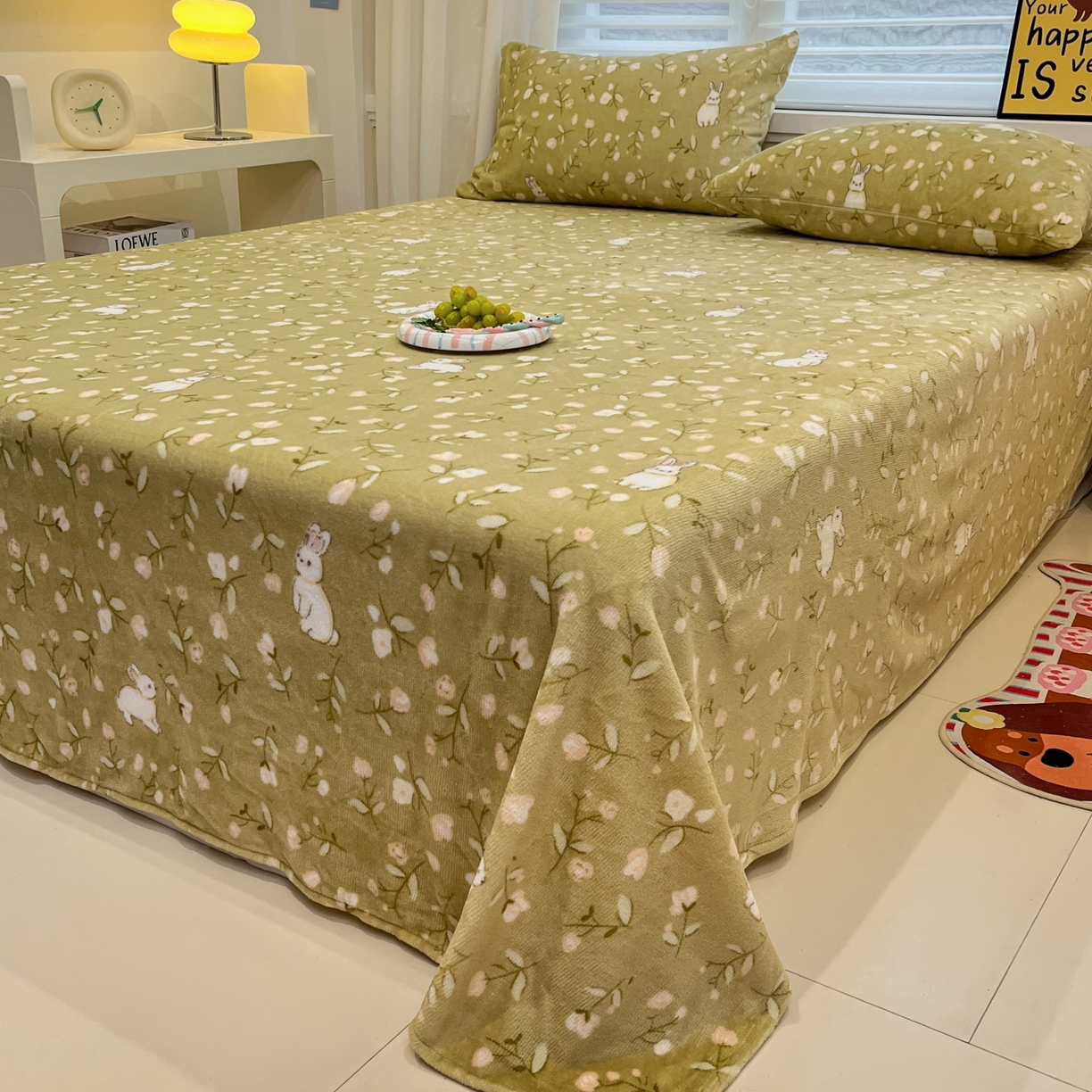 91家纺网 家纺一手货源 找家纺 小桃姐家纺 2025新款高克重牛奶绒印花床单单品床单床单单件 田野免