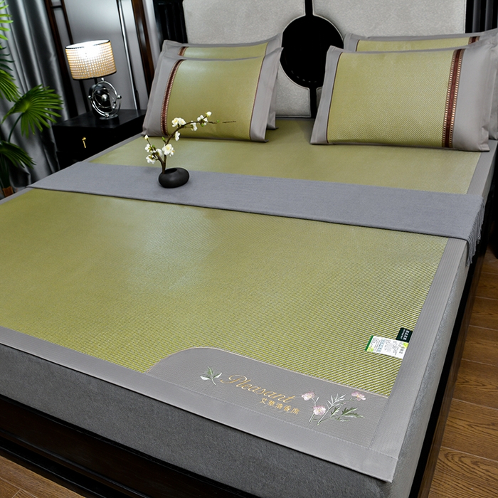 91家纺网 家纺一手货源 找家纺 小牛席业 2026新款艾草清香冰藤-双面席系列 艾草冰藤席-青柠