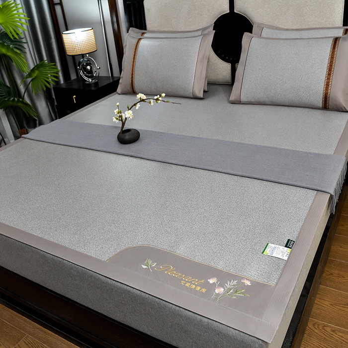 小牛席业 2026新款艾草清香冰藤-双面席系列 艾草冰藤席-银灰