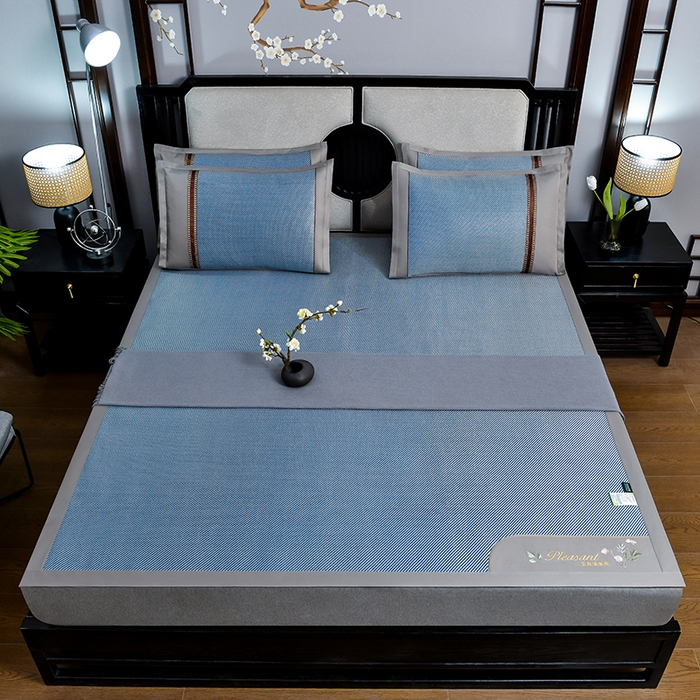 91家纺网 家纺一手货源 找家纺 小牛席业 2026新款艾草清香冰藤-双面席系列 艾草冰藤席-海蓝