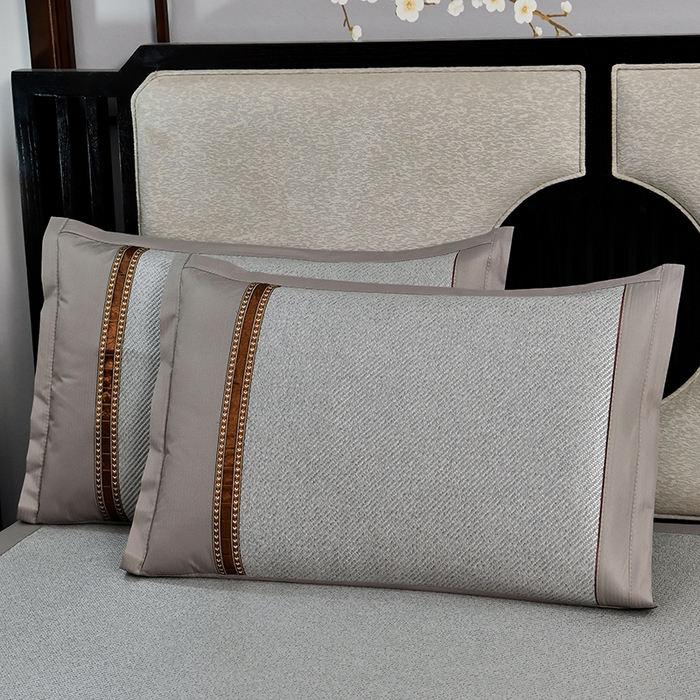 91家纺网 家纺一手货源 找家纺 小牛席业 2026新款艾草清香冰藤-双面席系列 艾草冰藤席-银灰