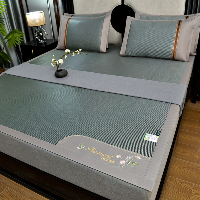 小牛席业 2026新款艾草清香冰藤-双面席系列 艾草冰藤席-墨绿