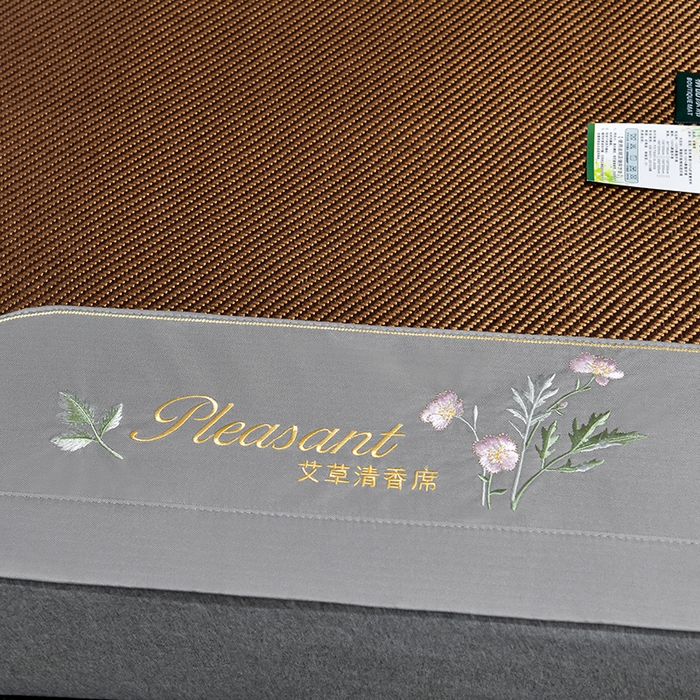 91家纺网 家纺一手货源 找家纺 小牛席业 2026新款艾草清香冰藤-双面席系列 艾草冰藤席-黑咖