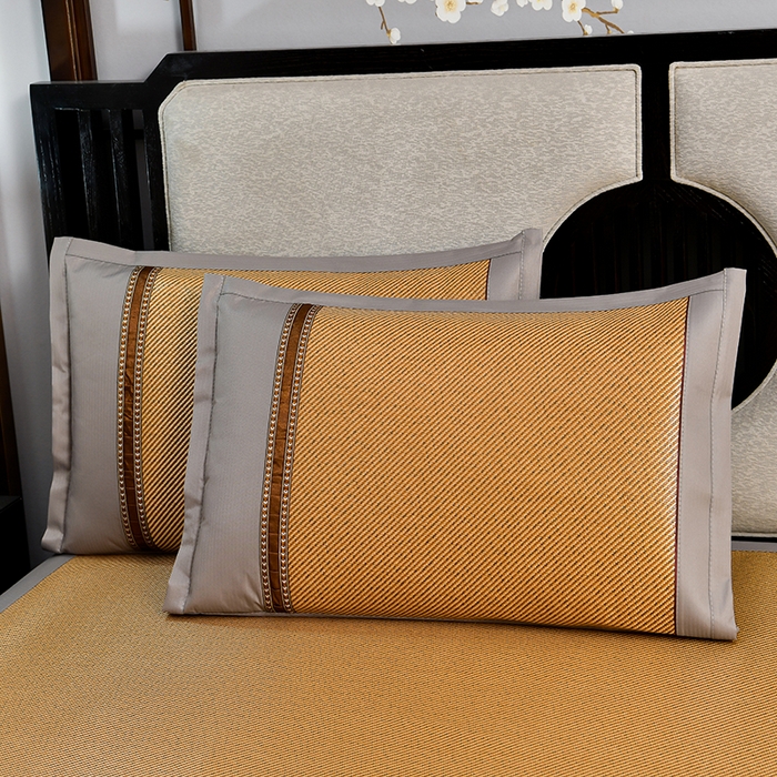 91家纺网 家纺一手货源 找家纺 小牛席业 2026新款艾草清香冰藤-双面席系列 艾草冰藤席-深咖