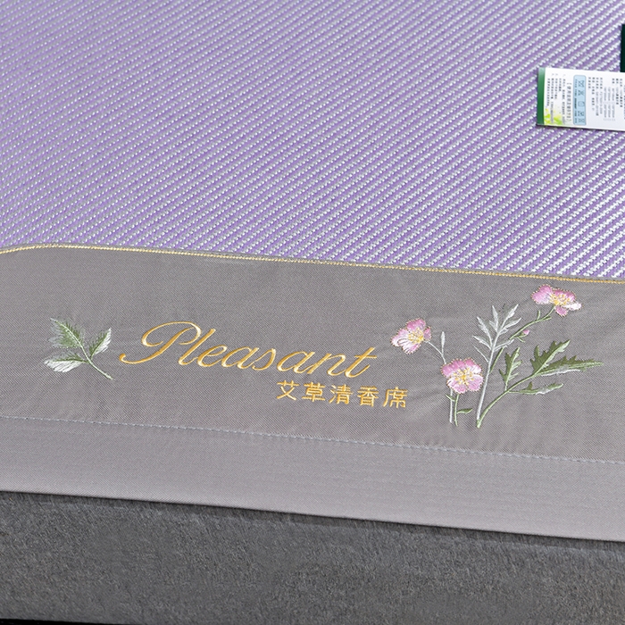 91家纺网 家纺一手货源 找家纺 小牛席业 2026新款艾草清香冰藤-双面席系列 艾草冰藤席-浅紫