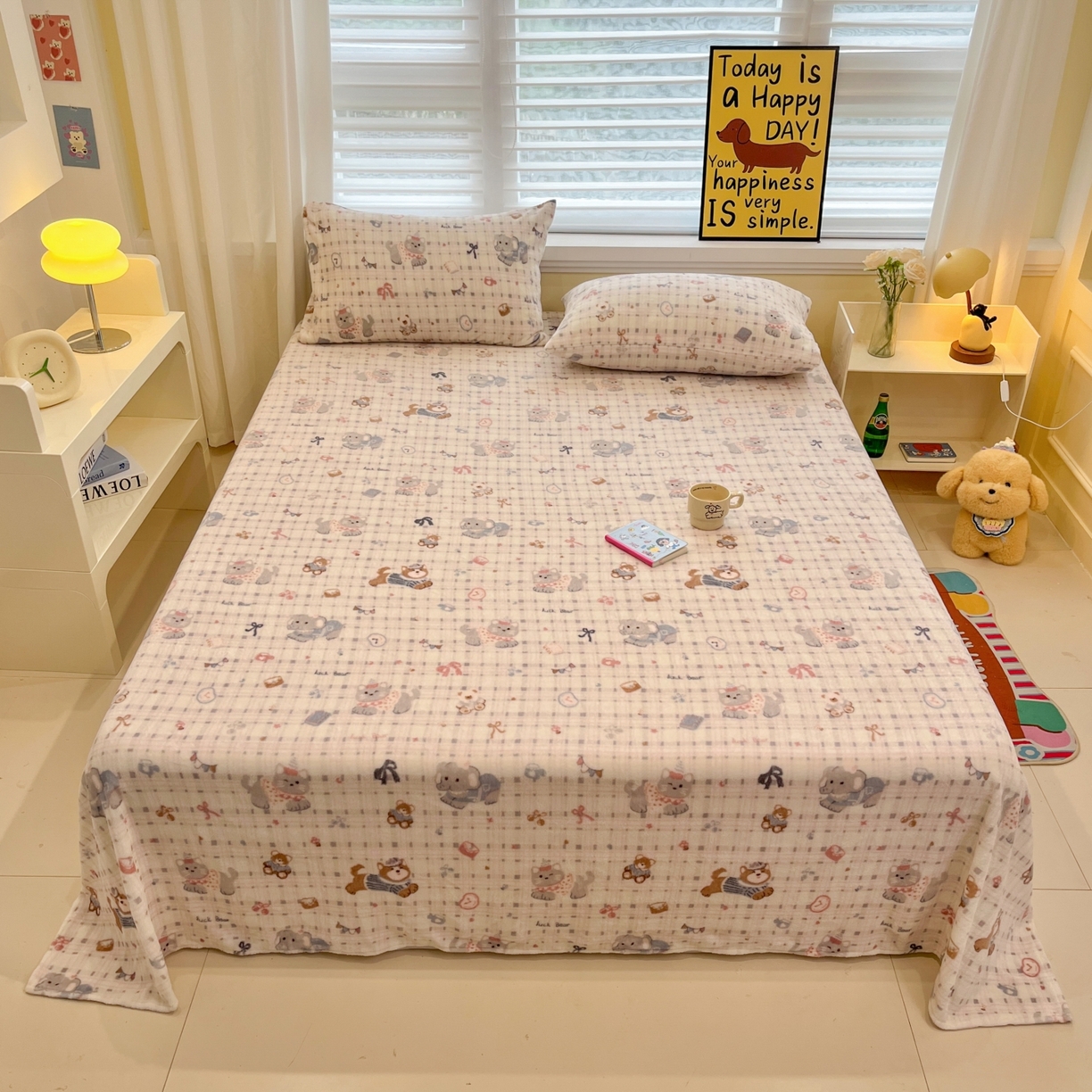 小桃姐家纺 2025新款高克重牛奶绒印花床单单品床单床单单件 童趣