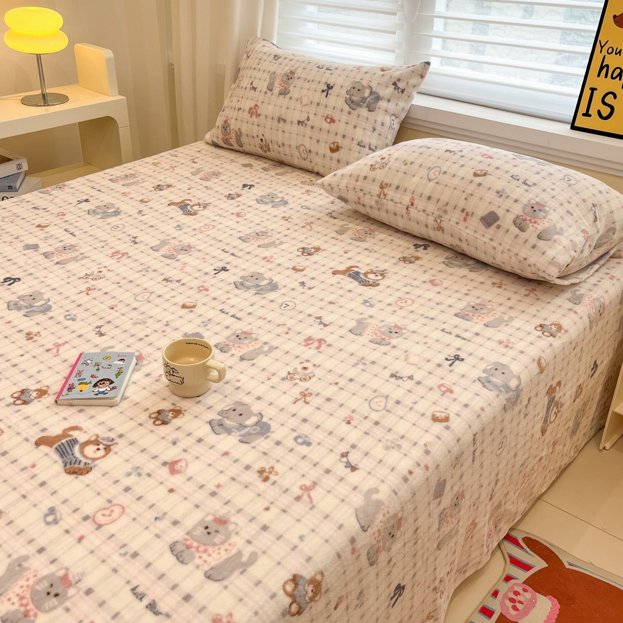 91家纺网 家纺一手货源 找家纺 小桃姐家纺 2025新款高克重牛奶绒印花床单单品床单床单单件 童趣