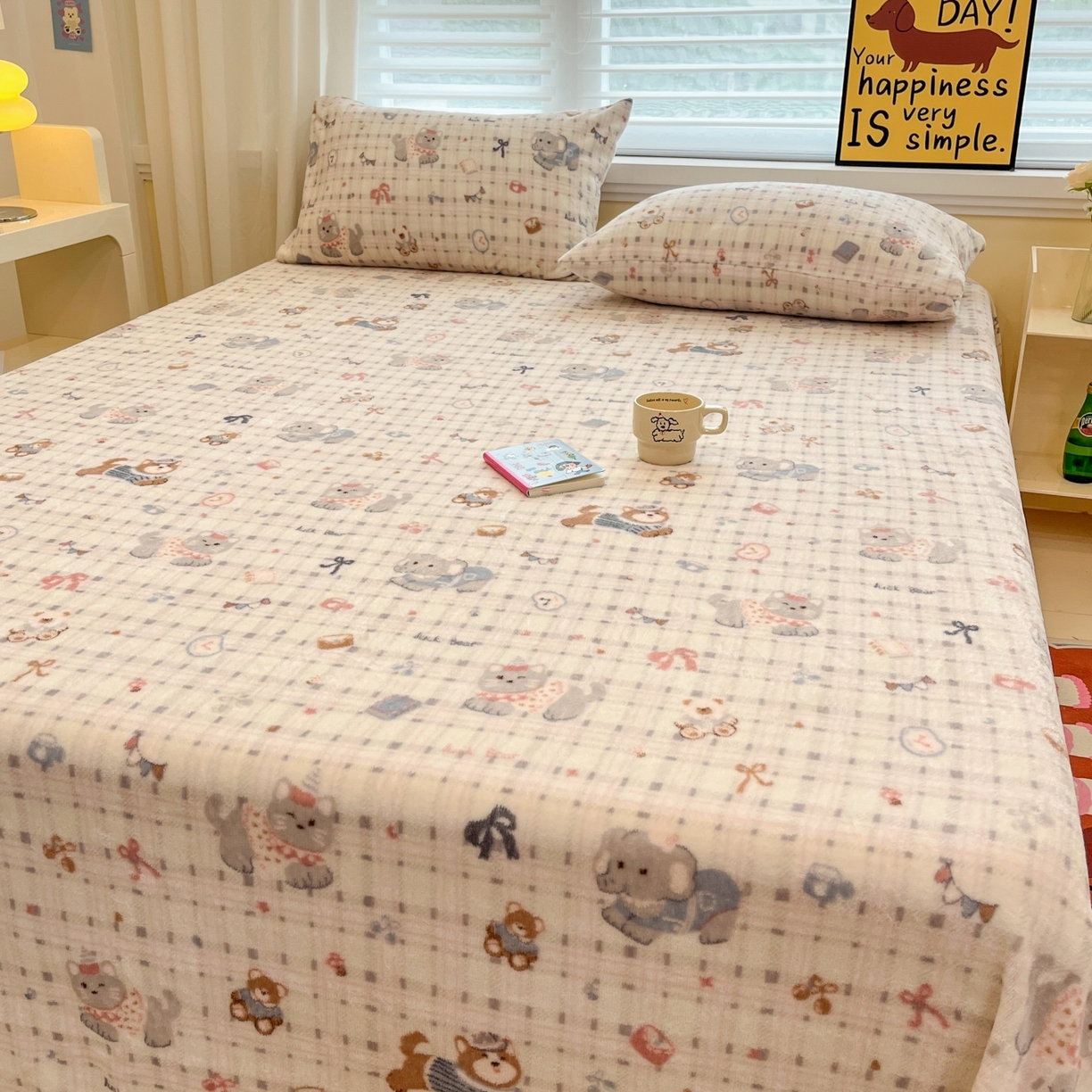 91家纺网 家纺一手货源 找家纺 小桃姐家纺 2025新款高克重牛奶绒印花床单单品床单床单单件 童趣