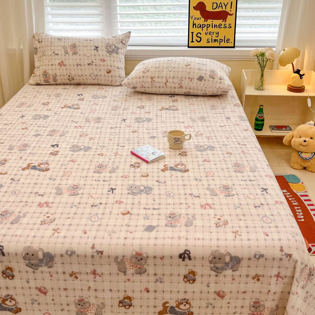 91家纺网 家纺一手货源 找家纺 小桃姐家纺 2025新款高克重牛奶绒印花床单单品床单床单单件 童趣