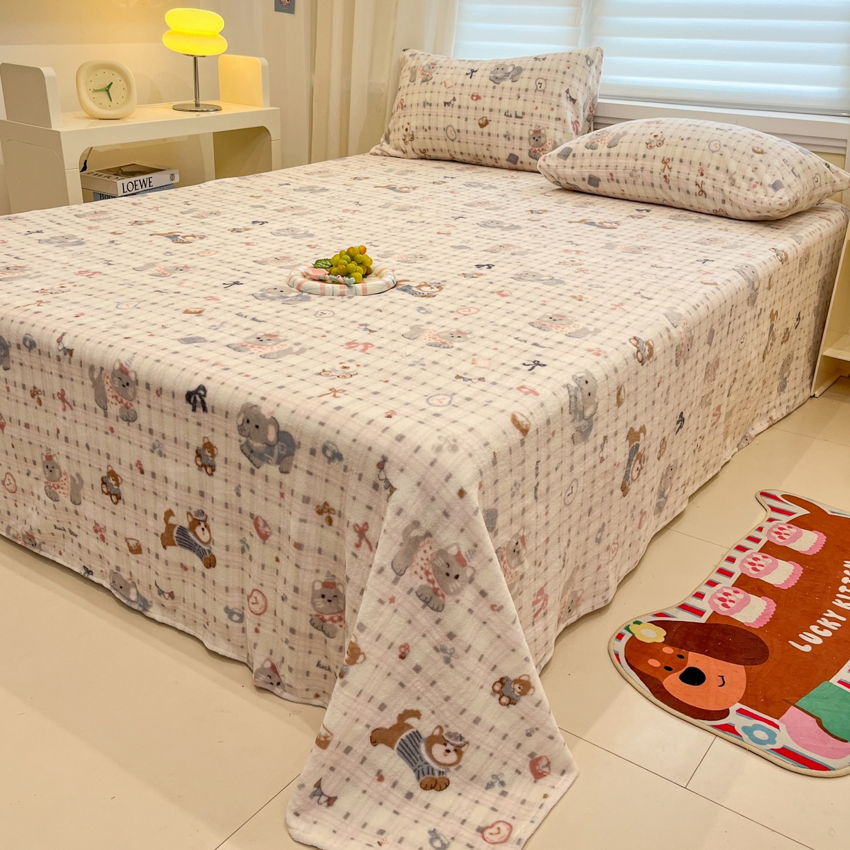 91家纺网 家纺一手货源 找家纺 小桃姐家纺 2025新款高克重牛奶绒印花床单单品床单床单单件 童趣