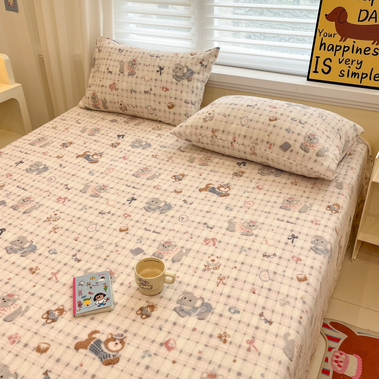 91家纺网 家纺一手货源 找家纺 小桃姐家纺 2025新款高克重牛奶绒印花床单单品床单床单单件 童趣