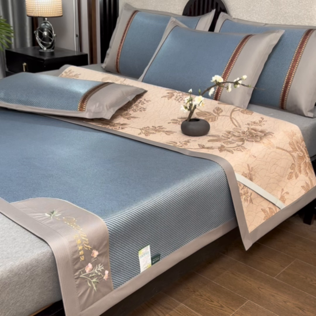 91家纺网 家纺一手货源 找家纺 （总）小牛席业 2026新款艾草清香冰藤-双面席系列