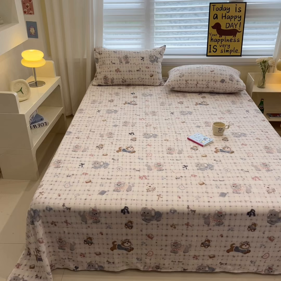 91家纺网 家纺一手货源 找家纺 小桃姐家纺 2025新款高克重牛奶绒印花床单单品床单床单单件 童趣