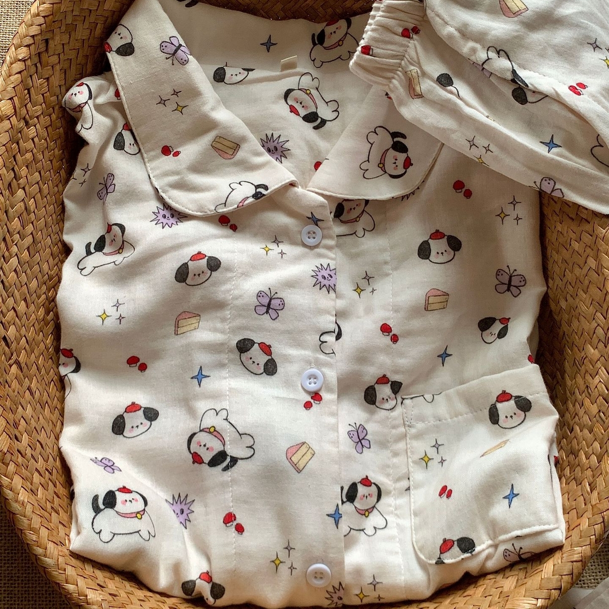 妍景家居生活馆 2026新款全棉纯棉双层纱睡衣 欢乐小狗