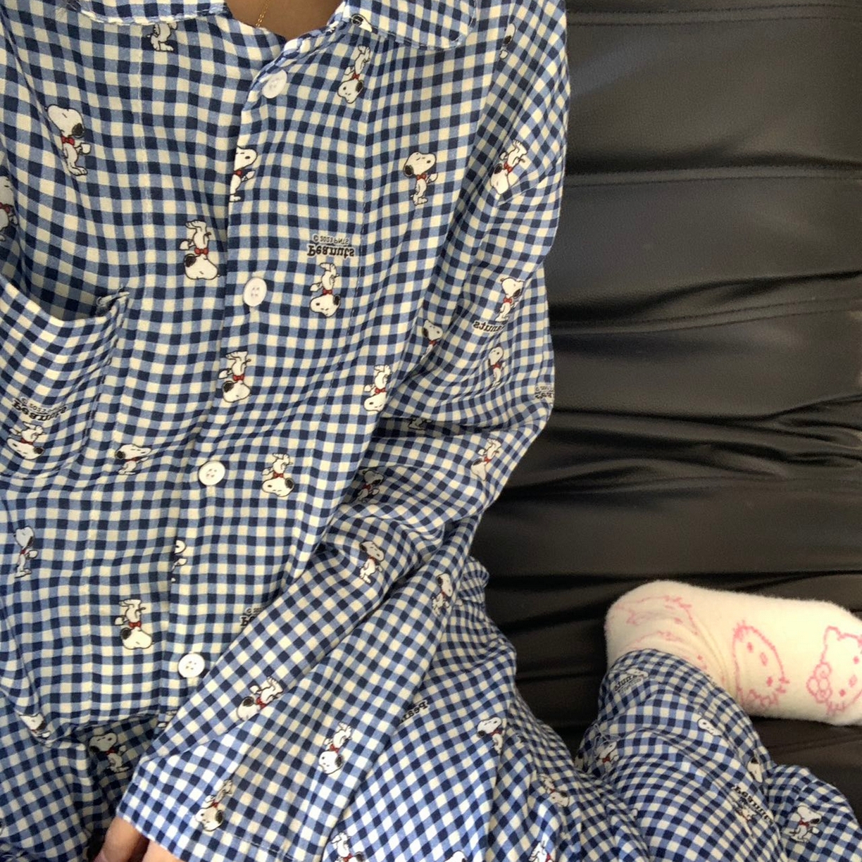 妍景家居生活馆 2026新款全棉纯棉双层纱睡衣 蓝格史努比