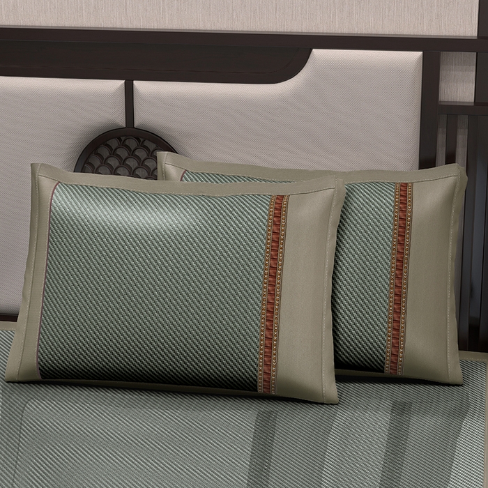 91家纺网 家纺一手货源 找家纺 小牛席业 2026新款艾草清香冰藤-双面席系列（新风格） 艾草清香冰藤席-墨绿