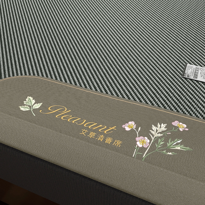 91家纺网 家纺一手货源 找家纺 小牛席业 2026新款艾草清香冰藤-双面席系列（新风格） 艾草清香冰藤席-墨绿