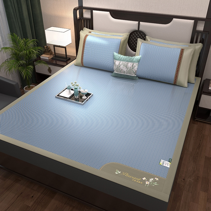 91家纺网 家纺一手货源 找家纺 小牛席业 2026新款艾草清香冰藤-双面席系列（新风格） 艾草清香冰藤席-海蓝