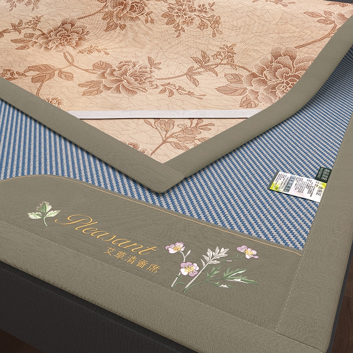 91家纺网 家纺一手货源 找家纺 小牛席业 2026新款艾草清香冰藤-双面席系列（新风格） 艾草清香冰藤席-海蓝