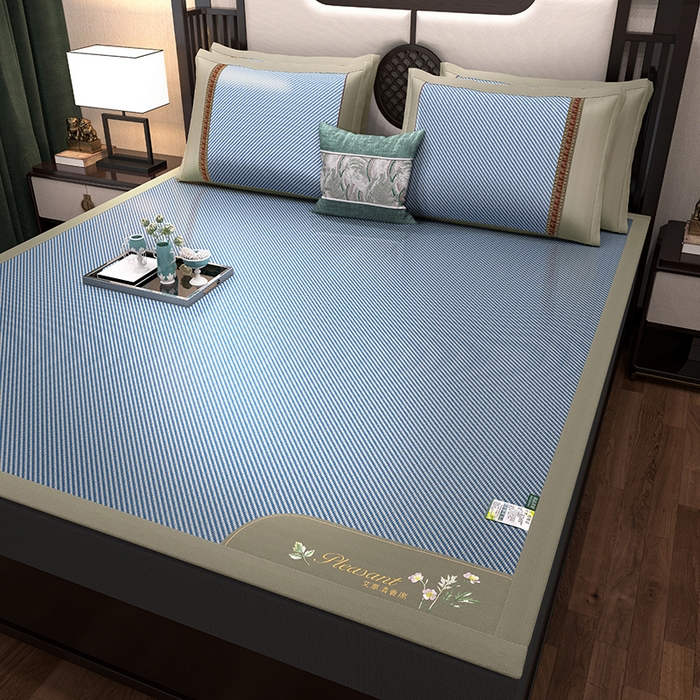 91家纺网 家纺一手货源 找家纺 小牛席业 2026新款艾草清香冰藤-双面席系列（新风格） 艾草清香冰藤席-海蓝