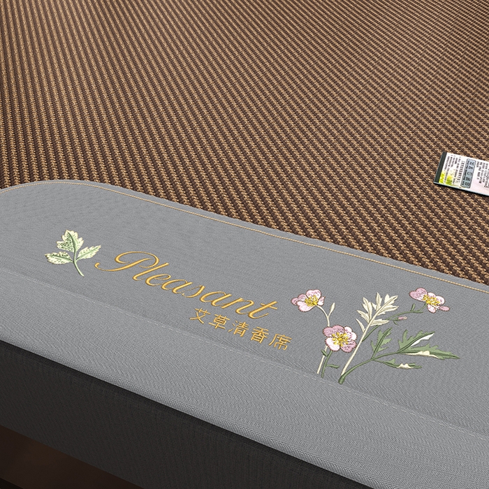 91家纺网 家纺一手货源 找家纺 小牛席业 2026新款艾草清香冰藤-双面席系列（新风格） 艾草清香冰藤席-黑咖