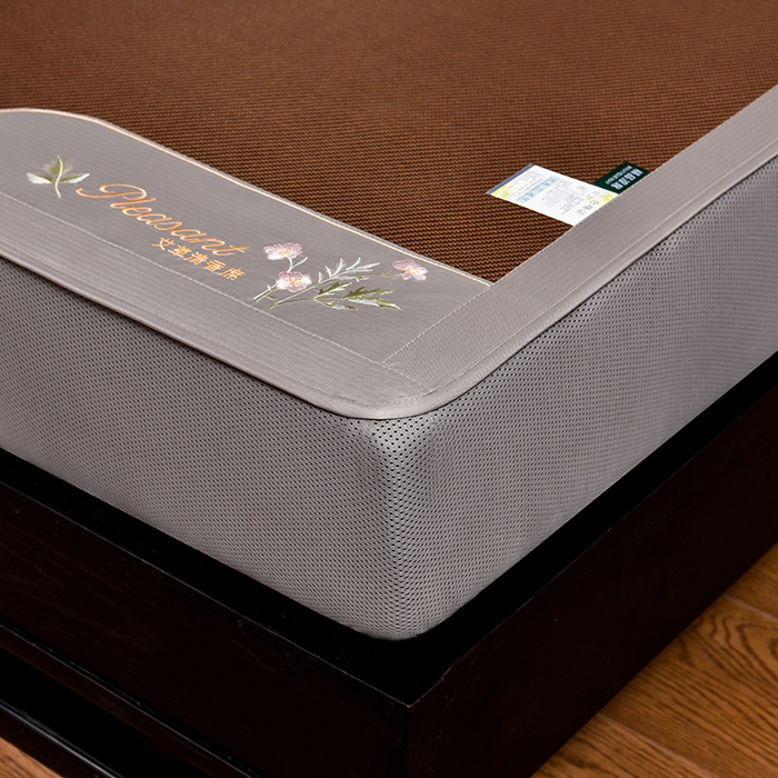 91家纺网 家纺一手货源 找家纺 小牛席业 2026新款艾草清香冰藤-双面席系列（床笠款） 艾草清香冰藤席系列（床笠款）-黑咖