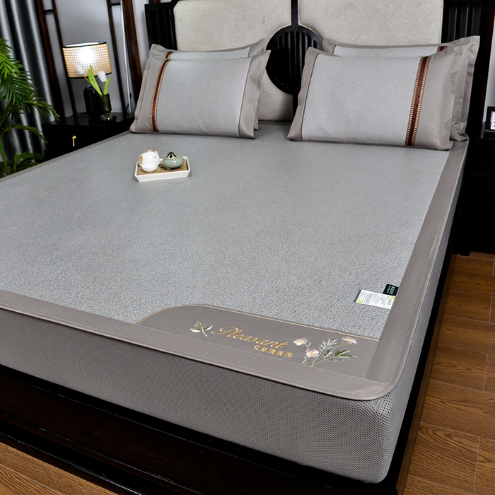 小牛席业 2026新款艾草清香冰藤-双面席系列（床笠款） 艾草清香冰藤席系列（床笠款）-灰色