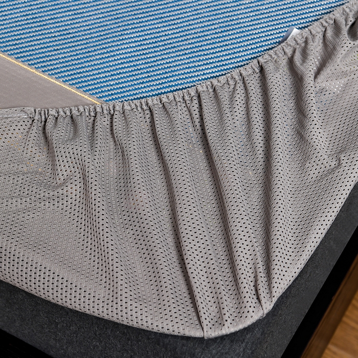 91家纺网 家纺一手货源 找家纺 小牛席业 2026新款艾草清香冰藤-双面席系列（床笠款） 艾草清香冰藤席系列（床笠款）-海蓝