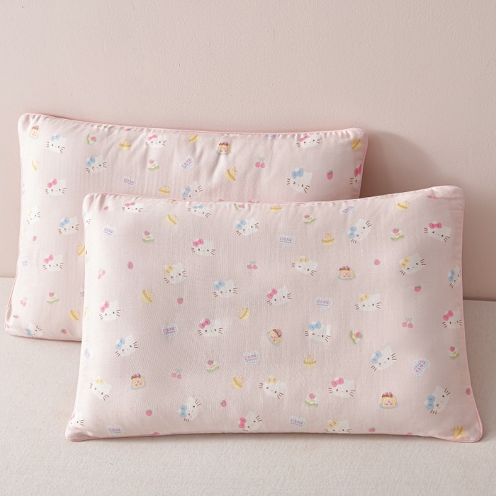 91家纺网 家纺一手货源 找家纺 小桃姐家纺 2025新款全棉纯棉双层纱枕套卡通纯棉儿童枕套30*50cm 学生枕套40*60 粉色猫咪