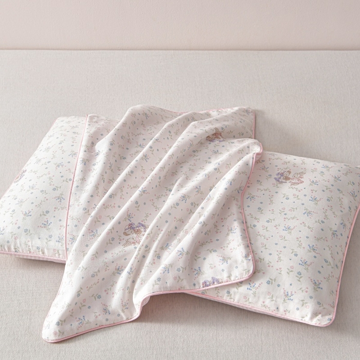 小桃姐家纺 2025新款全棉纯棉双层纱枕套卡通纯棉儿童枕套30*50cm 学生枕套40*60 小花小兔