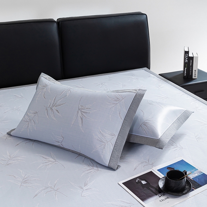 小牛席业 2026新款高端全PE柳烟冰丝夏凉枕套单枕套枕套单件 蓝色