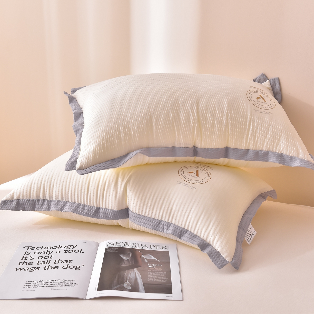 91家纺网 家纺一手货源 找家纺 （总）小桃姐家纺 2025新款柔软透气云朵泡泡纱枕头枕芯