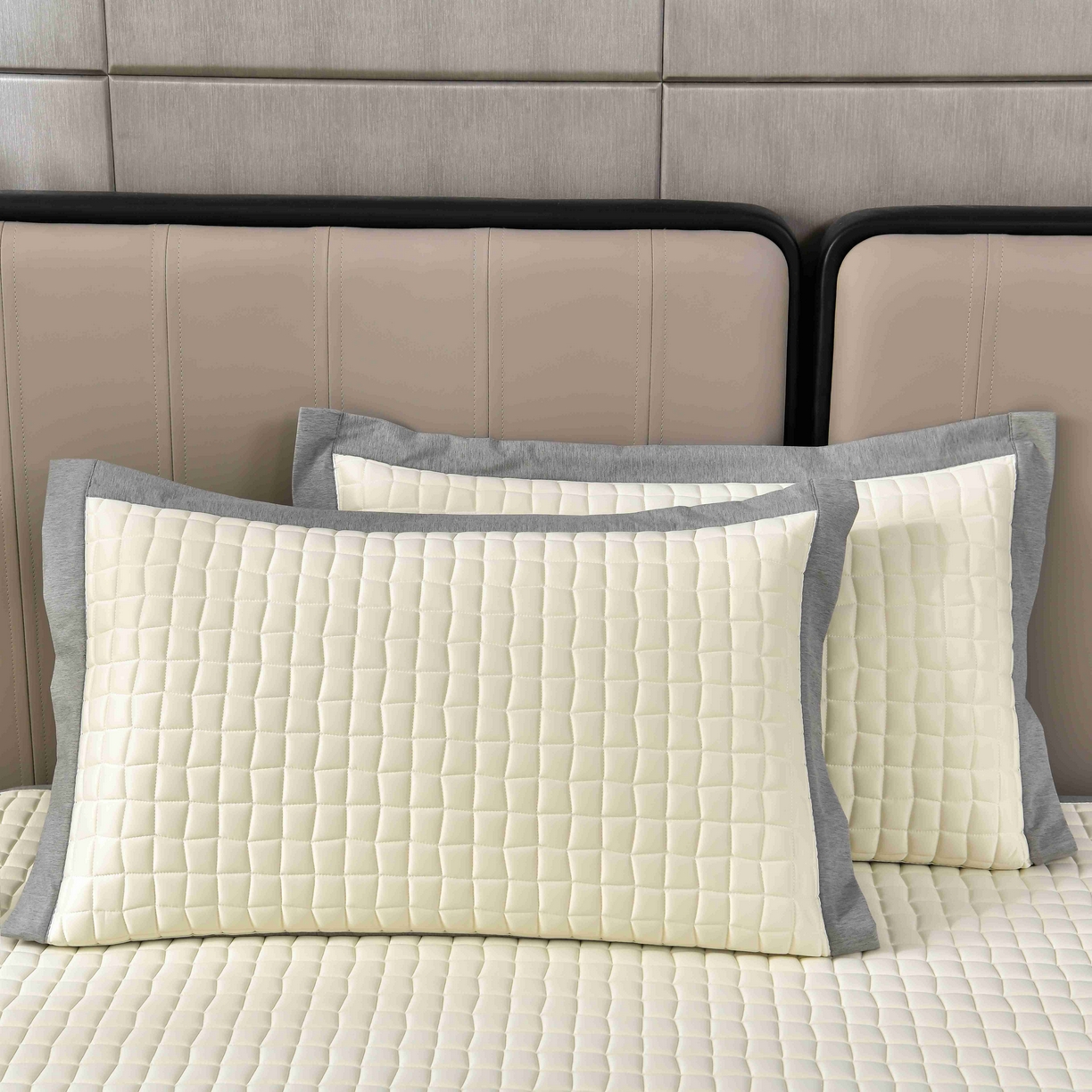 小牛席业 2026新款加厚款-小冰块乳胶枕套单枕套枕套单件（宽包边+嵌条工艺） 象牙白