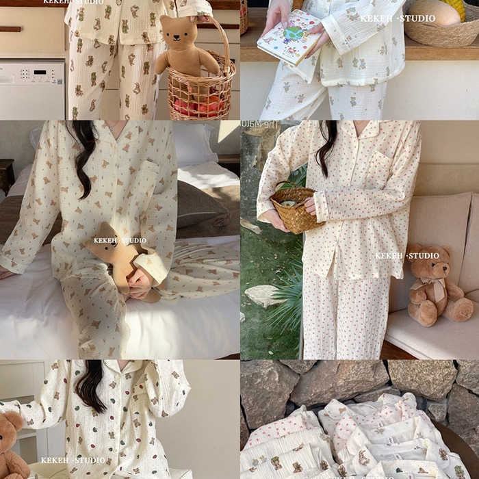 妍景家居生活馆 2026新款翻领绉绉纱套装 组合图仅供展示-不可下单